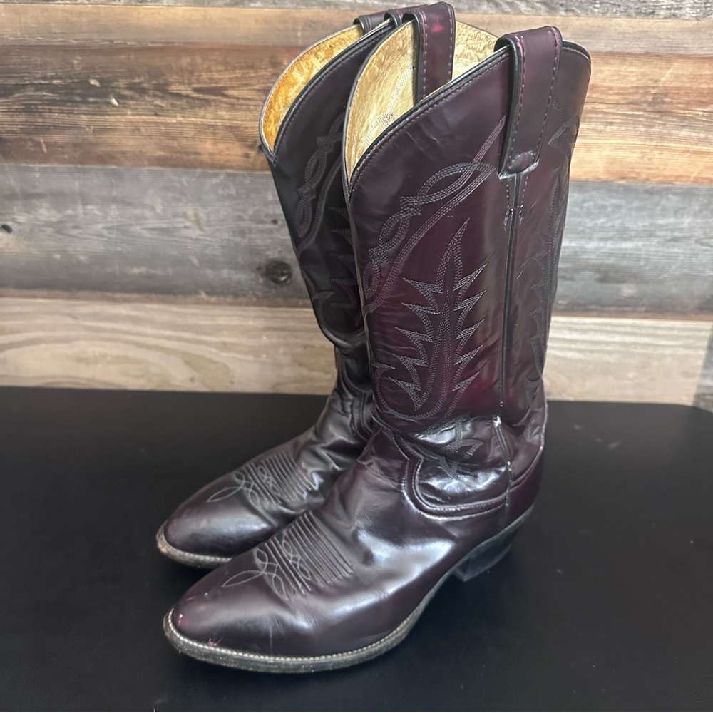VTG Tony Lama Western Cowboy Boots 2996‎ Elegant Boot Red Burgundy Men’s 8.5 EE